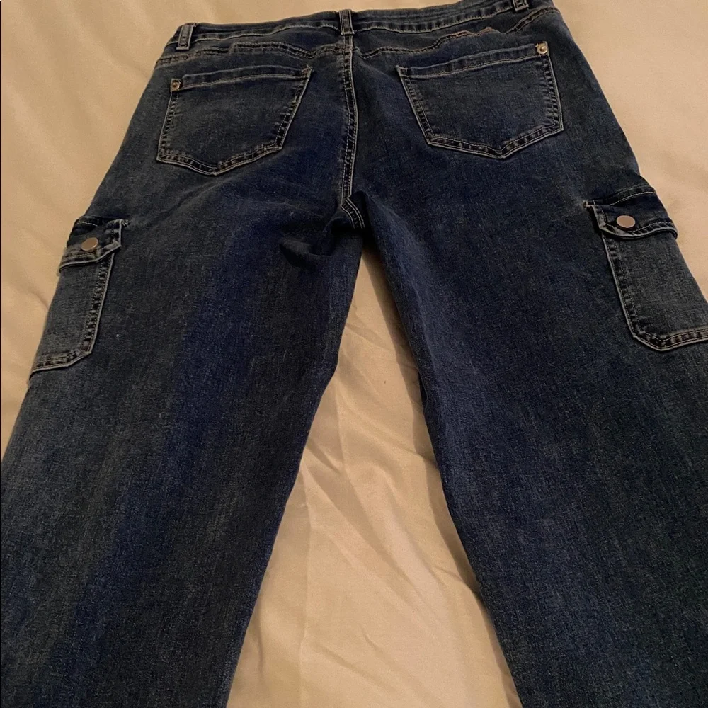 Northern Reflections Dark Indigo Cropped Cargo Jeans - Picture 3 of 10